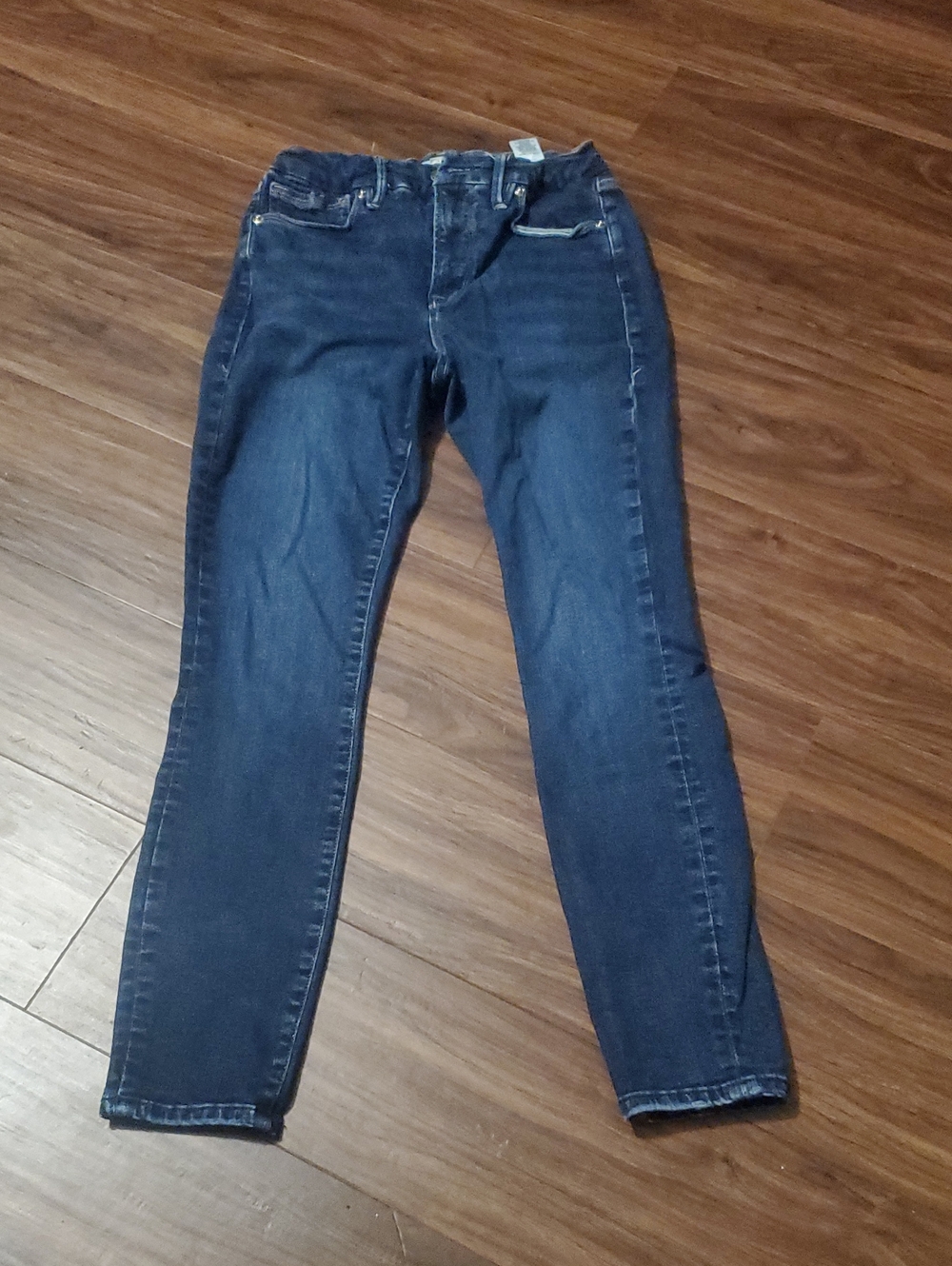 Good American Navy Slim Good Legs Skinny Cropped Jeans